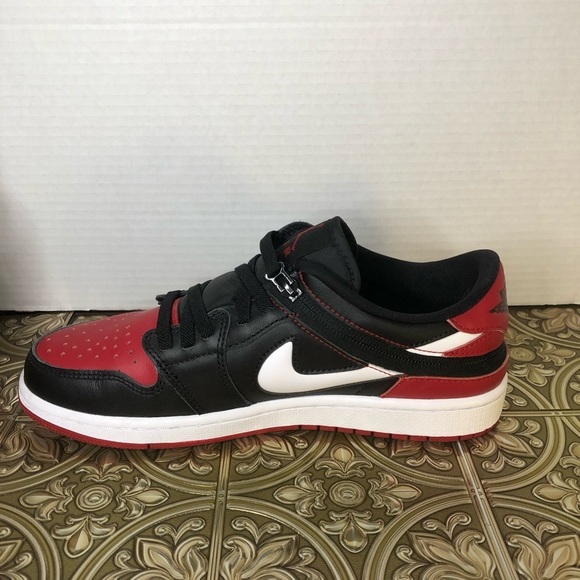 NIKE AIR JORDAN 1 LOW FLYEASE (GS) Jordan Black and Red Sneakers Men’s size 8 - Picture 5 of 16